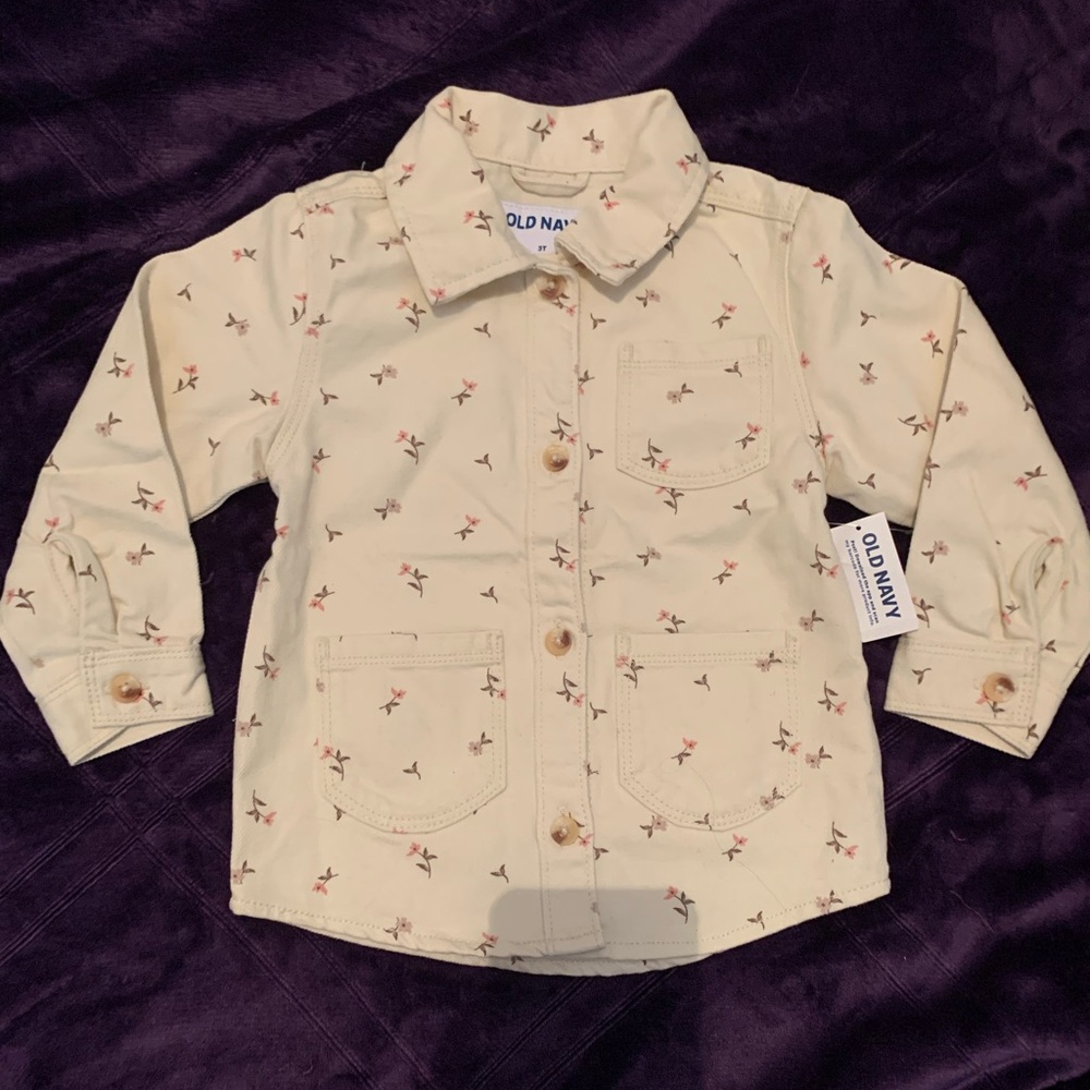 NWOT Old Navy Floral Shirt jacket 3T beige denim